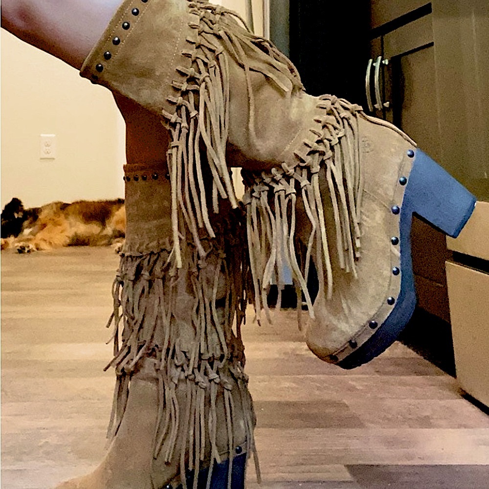 Ariat Tan Heeled Fringe Boots Sz 7.5